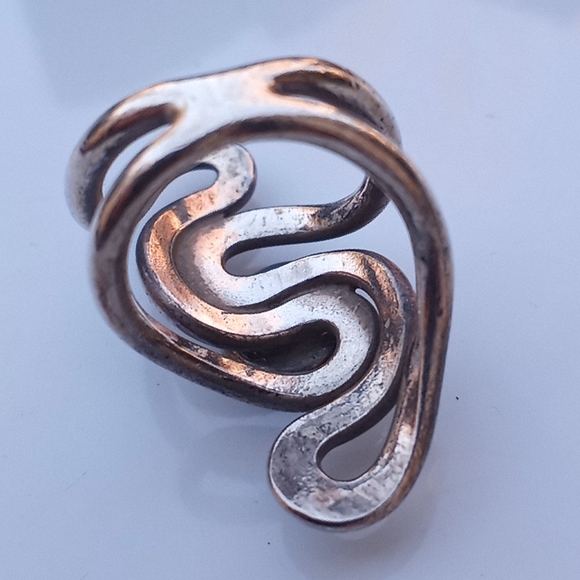 VINTAGE Artisan 925 Silver Green Stone Ring Unique *SALE PRICE THRU  FEB.19 ONLY - Picture 7 of 16